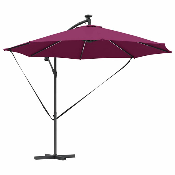 Parasol Ogrodowy Czerwony z Podstawą Składany Na Taras Balkon Ogród 940719