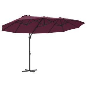 Parasol Ogrodowy Czerwony z Podstawą Składany Na Taras Balkon Ogród 943495 Parasol Ogrodowy Czerwony z Podstawą Składany Na Taras Balkon Ogród 943495
