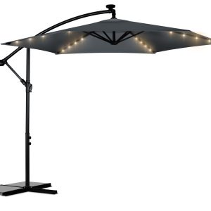 Parasol ogrodowy duży składany pokrowiec lampki led ø 350cm Plonos 520268 Parasol ogrodowy duży składany pokrowiec lampki led ø 350cm Plonos 520268