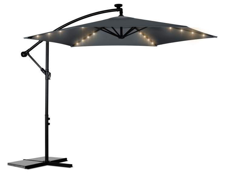 Parasol ogrodowy duży składany pokrowiec lampki led ø 350cm Plonos 520268