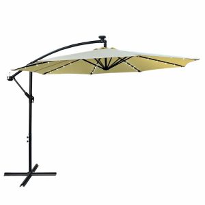 Parasol ogrodowy MILIN beżowy LED 300x300x245 cm 301639 Parasol ogrodowy MILIN beżowy LED 300x300x245 cm 301639