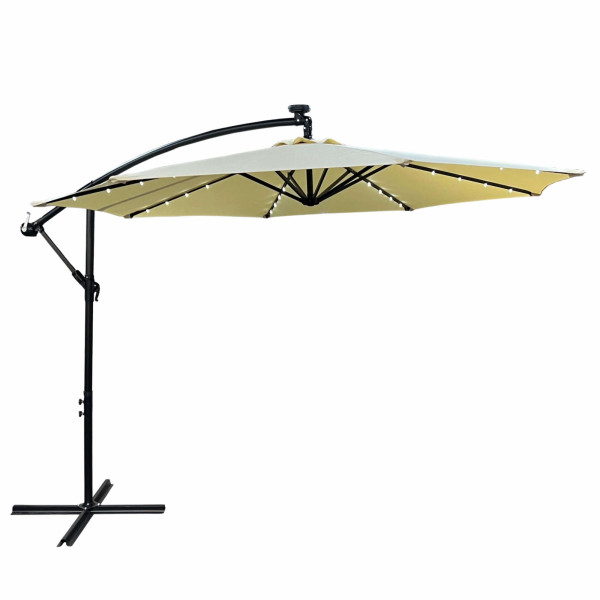 Parasol ogrodowy MILIN beżowy LED 300x300x245 cm 301639