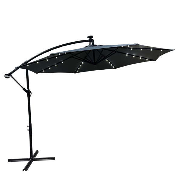 Parasol ogrodowy MILIN ciemnoszary LED 300x300x245 cm 301640