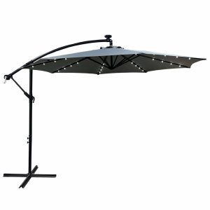 Parasol ogrodowy MILIN jasnoszary LED 300x00x45 cm 301786 Parasol ogrodowy MILIN jasnoszary LED 300x00x45 cm 301786