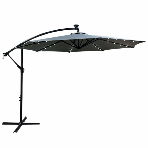 Parasol ogrodowy MILIN jasnoszary LED 300x00x45 cm 301786