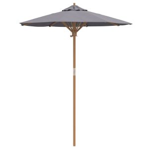 Parasol Ogrodowy na Słupku Składany Ciemnoszary Ø 270 x 260 cm Bambus 938956 Parasol Ogrodowy na Słupku Składany Ciemnoszary Ø 270 x 260 cm Bambus 938956