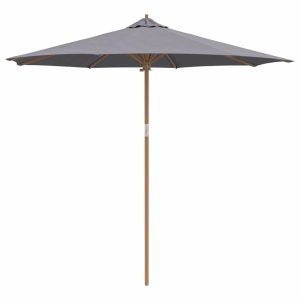 Parasol Ogrodowy na Słupku Składany Ciemnoszary Ø 270 x 260 cm Bambus 938975 Parasol Ogrodowy na Słupku Składany Ciemnoszary Ø 270 x 260 cm Bambus 938975