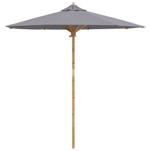 Parasol Ogrodowy na Słupku Składany Ciemnoszary Ø 270 x 260 cm Bambus 939038 Parasol Ogrodowy na Słupku Składany Ciemnoszary Ø 270 x 260 cm Bambus 939038