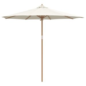 Parasol Ogrodowy na Słupku Składany Kremowa biel Ø 270 x 260 cm Bambus 938955 Parasol Ogrodowy na Słupku Składany Kremowa biel Ø 270 x 260 cm Bambus 938955