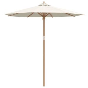 Parasol Ogrodowy na Słupku Składany Kremowa biel Ø 270 x 260 cm Bambus 938978 Parasol Ogrodowy na Słupku Składany Kremowa biel Ø 270 x 260 cm Bambus 938978