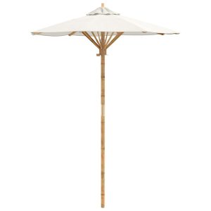 Parasol Ogrodowy na Słupku Składany Kremowa biel Ø 270 x 260 cm Bambus 939016 Parasol Ogrodowy na Słupku Składany Kremowa biel Ø 270 x 260 cm Bambus 939016