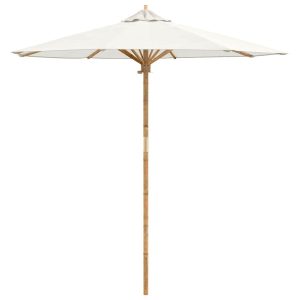 Parasol Ogrodowy na Słupku Składany Kremowa biel Ø 270 x 260 cm Bambus 939035 Parasol Ogrodowy na Słupku Składany Kremowa biel Ø 270 x 260 cm Bambus 939035