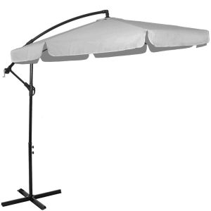 Parasol ogrodowy na wysięgniku 350 cm na balkon, taras duży jasnoszary 550272 Parasol ogrodowy na wysięgniku 350 cm na balkon, taras duży jasnoszary 550272