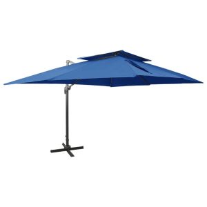 Parasol ogrodowy Niebieski 300 x 400 cm vidaXL 594060 Parasol ogrodowy Niebieski 300 x 400 cm vidaXL 594060