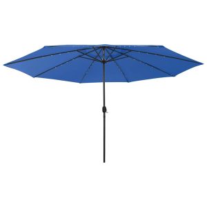 Parasol Ogrodowy Niebieski Składany Na Słupku z Oświetleniem 400 cm 943510 Parasol Ogrodowy Niebieski Składany Na Słupku z Oświetleniem 400 cm 943510