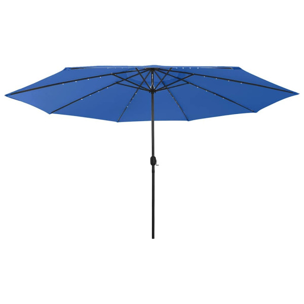 Parasol Ogrodowy Niebieski Składany Na Słupku z Oświetleniem 400 cm 943510