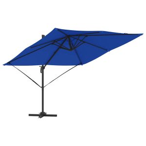 Parasol Ogrodowy Niebieski Składany z Podstawą Na Taras Ogród 286 x 284 940701 Parasol Ogrodowy Niebieski Składany z Podstawą Na Taras Ogród 286 x 284 940701