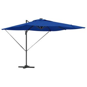 Parasol Ogrodowy Niebieski Składany z Podstawą Na Taras Ogród LED 286 x 284 939010 Parasol Ogrodowy Niebieski Składany z Podstawą Na Taras Ogród LED 286 x 284 939010