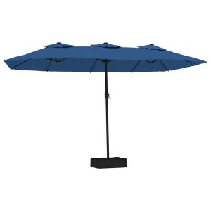 Parasol Ogrodowy Niebieski Składany z Podstawą Na Taras Ogród LED 449×265 940687 Parasol Ogrodowy Niebieski Składany z Podstawą Na Taras Ogród LED 449×265 940687