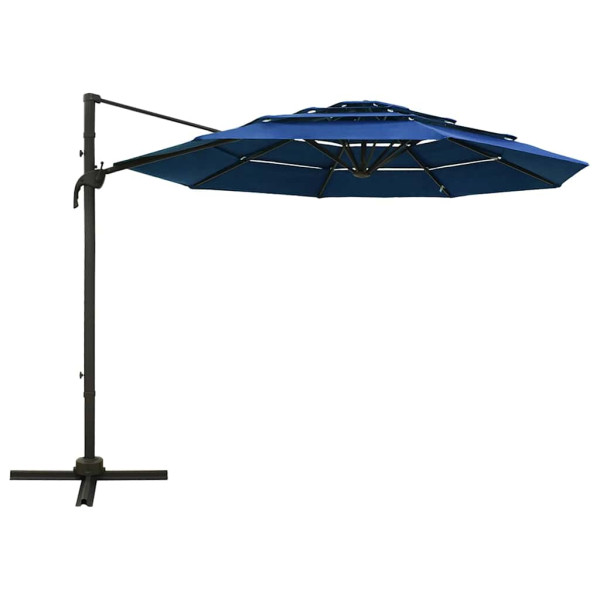 Parasol Ogrodowy Niebieski z Podstawą Składany Na Taras Balkon Ogród 3x3 m 940668