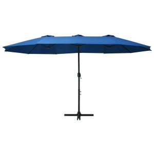 Parasol Ogrodowy Niebieski z Podstawą Składany Na Taras Balkon Ogród 941473