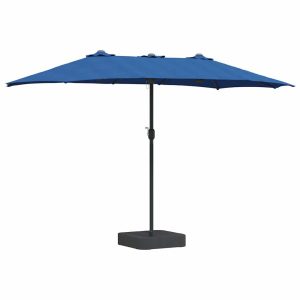 Parasol Ogrodowy Niebieski z Podstawą Składany Na Taras Balkon Ogród 940579