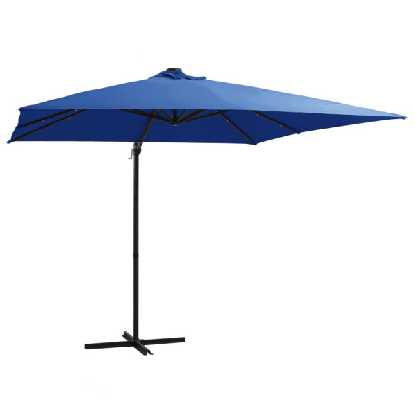 Parasol Ogrodowy Niebieski z Podstawą Składany z Oświetleniem 250x250 cm 941521