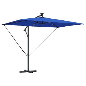 Parasol Ogrodowy Niebieski z Podstawą Składany z Oświetleniem 941505