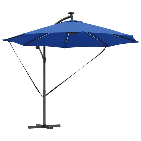 Parasol Ogrodowy Niebieski z Podstawą Składany z Oświetleniem 940653
