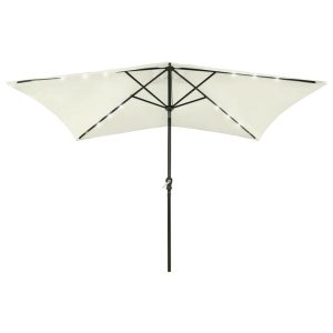 Parasol Ogrodowy Piaskowy Składany Na Słupku z Oświetleniem 2×3 m 938864 Parasol Ogrodowy Piaskowy Składany Na Słupku z Oświetleniem 2×3 m 938864