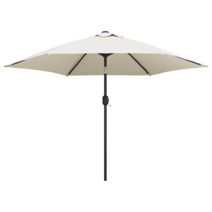 Parasol Ogrodowy Piaskowy Składany Na Słupku z Oświetleniem 3 m 939007 Parasol Ogrodowy Piaskowy Składany Na Słupku z Oświetleniem 3 m 939007