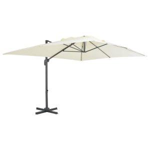 Parasol Ogrodowy Piaskowy Składany z Podstawą Na Taras Ogród 400×300 cm 943494 Parasol Ogrodowy Piaskowy Składany z Podstawą Na Taras Ogród 400×300 cm 943494