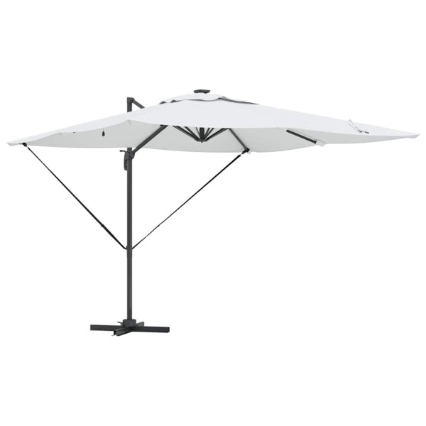 Parasol Ogrodowy Piaskowy Składany z Podstawą Na Taras Ogród LED 286 x 284 938943