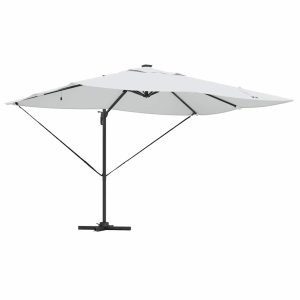 Parasol Ogrodowy Piaskowy Składany z Podstawą Na Taras Ogród LED 352 x 251 941523 Parasol Ogrodowy Piaskowy Składany z Podstawą Na Taras Ogród LED 352 x 251 941523