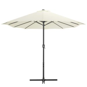Parasol Ogrodowy Piaskowy z Podstawą Składany Na Taras Balkon Ogród 941470 Parasol Ogrodowy Piaskowy z Podstawą Składany Na Taras Balkon Ogród 941470