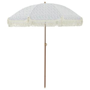 Parasol Ogrodowy Plażowy Na Słupku Składany Szary i biały 160 x 160 x 196 938928