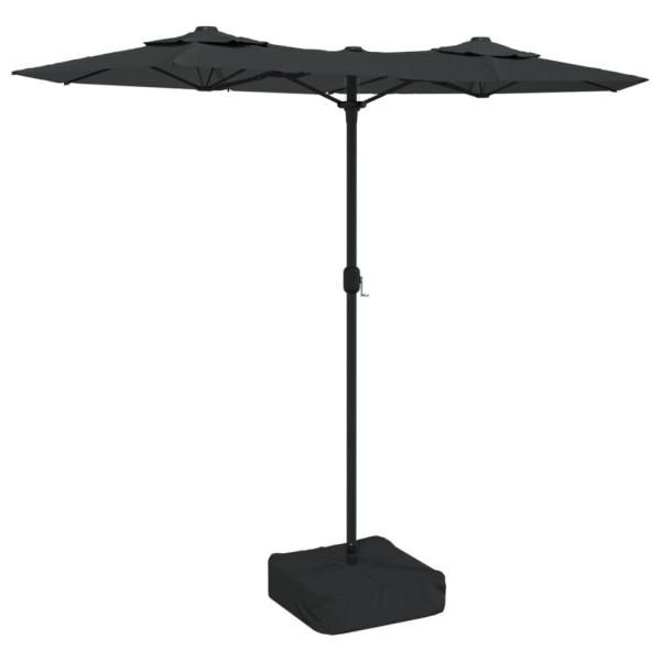 Parasol Ogrodowy Podwójny Antracytowy Składany z Oświetleniem 316x145 cm 943587
