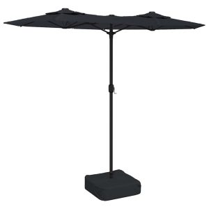 Parasol Ogrodowy Podwójny Czarny Składany Na Taras Balkon Ogród 316×145 cm 943610