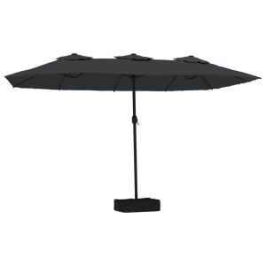 Parasol Ogrodowy Podwójny Czarny Składany Na Taras Balkon Ogród 449×265 cm 941544