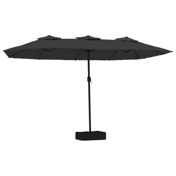 Parasol Ogrodowy Podwójny Czarny Składany z Oświetleniem Na Taras 449x265 940703