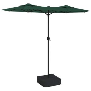 Parasol Ogrodowy Podwójny Zielony Składany z Oświetleniem 316×145 cm 943600