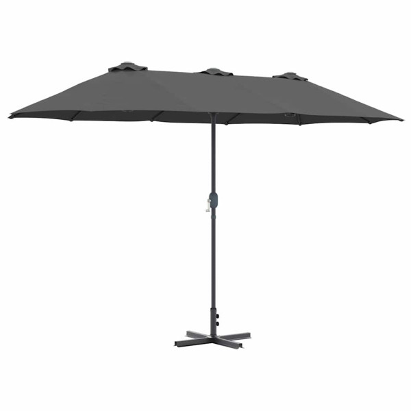 Parasol Ogrodowy Składany Antracytowy z Podstawą Na Taras Balkon 370 x 197 938964