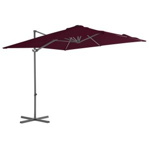 Parasol Ogrodowy Składany Bordowy z Podstawą Na Taras Balkon 250×250 cm 938874 Parasol Ogrodowy Składany Bordowy z Podstawą Na Taras Balkon 250×250 cm 938874
