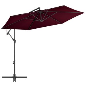 Parasol Ogrodowy Składany Bordowy z Podstawą Na Taras Balkon 300 cm 938888 Parasol Ogrodowy Składany Bordowy z Podstawą Na Taras Balkon 300 cm 938888