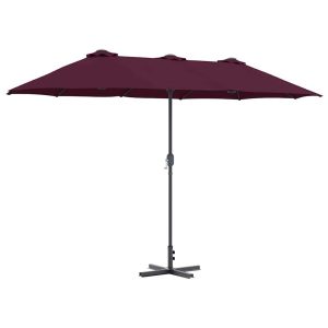 Parasol Ogrodowy Składany Bordowy z Podstawą Na Taras Balkon 370 x 197 938933 Parasol Ogrodowy Składany Bordowy z Podstawą Na Taras Balkon 370 x 197 938933