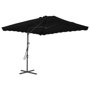 Parasol Ogrodowy Składany Czarny z Podstawą Na Taras Balkon 250x250x230 cm 940617 Parasol Ogrodowy Składany Czarny z Podstawą Na Taras Balkon 250x250x230 cm 940617