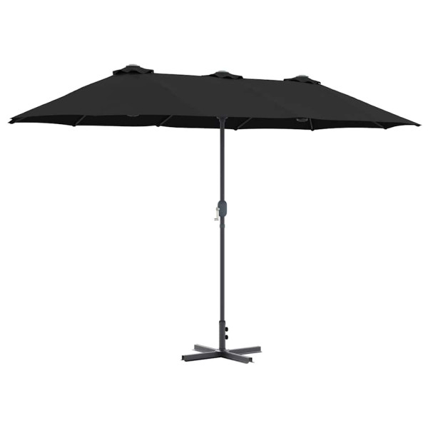 Parasol Ogrodowy Składany Czarny z Podstawą Na Taras Balkon 370 x 197 x 239 939001