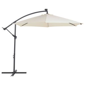 Parasol ogrodowy składany LED 285cm beżowy 298075