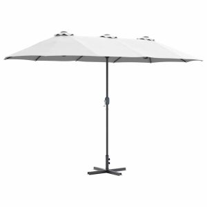 Parasol Ogrodowy Składany Piaskowy z Podstawą Na Taras Balkon 370 x 197 939028