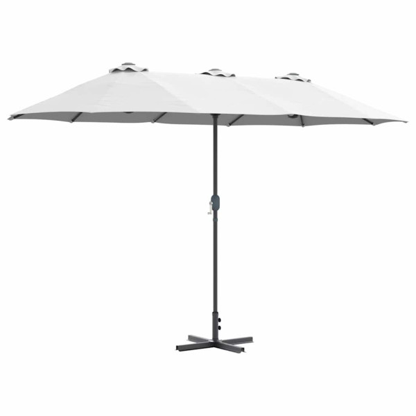Parasol Ogrodowy Składany Piaskowy z Podstawą Na Taras Balkon 370 x 197 939028